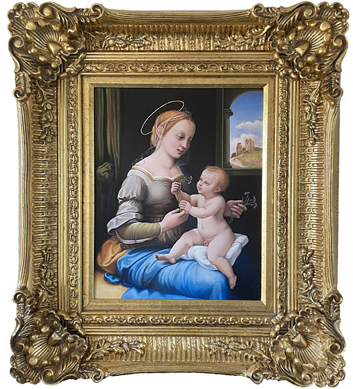 Lana Berzina fine art and restoration, Raphael, Original oil copy, Gilded frame